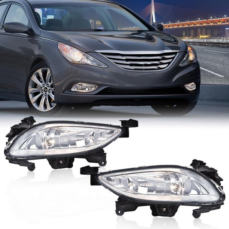 DOTCOM Front Bumper Fog Light Assembly Compatible with Sonata 2011 2012 2013,Clear Lens Driving Fog Lamps 92201-3Q000 92202-3Q000 HY2593134 HY2592134 - Image 3